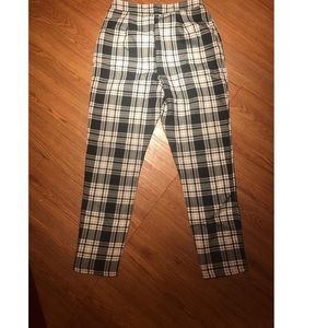 Mono check slim fit trousers